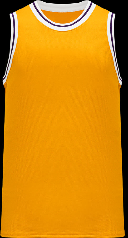 Custom NBA Old School Lakers Gold/Purple/White Retro Throwback Vintage Basketball jersey