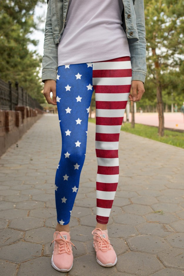 Custom USA Flag Workout Leggings