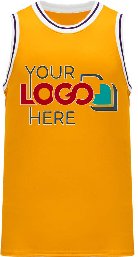 Custom NBA Old School Lakers Gold/Purple/White Retro Throwback Vintage Basketball jersey